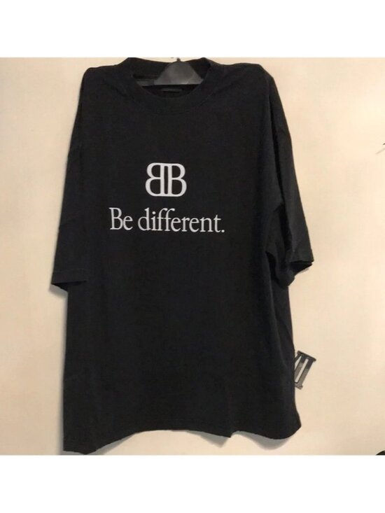 Balenciaga Other - Balenciaga Men’s “Be Different” Logo T-Shirt in Black/White – Size XXL